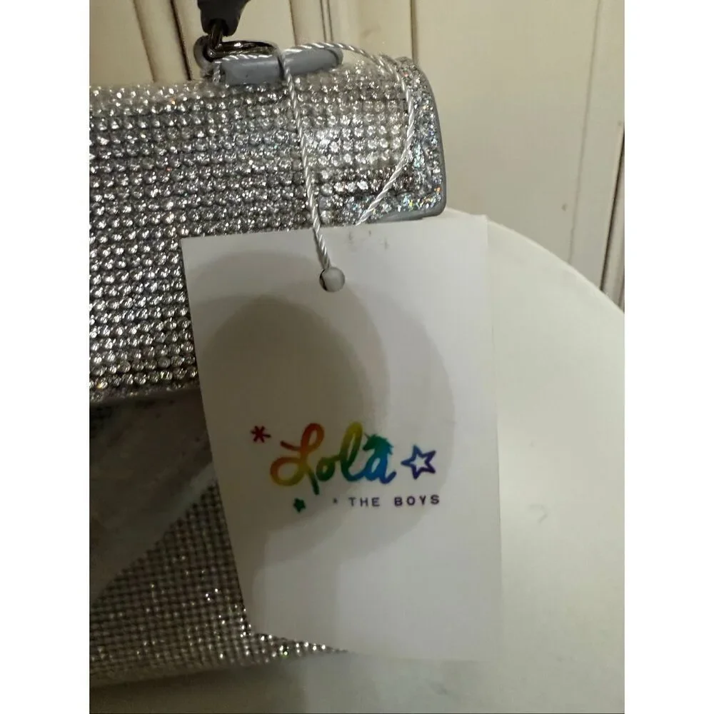 Lola+The Boys Women's Rhinestone Crystal Dream Evening Purse Silver OS NWT